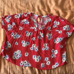 Red floral madwell blouse